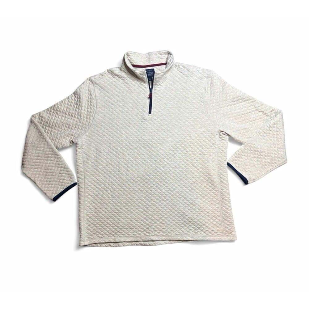 J.Crew Authentic Fleece Quilted Diamond Quarter Zip Pullover Sweatshirt Sz XXL